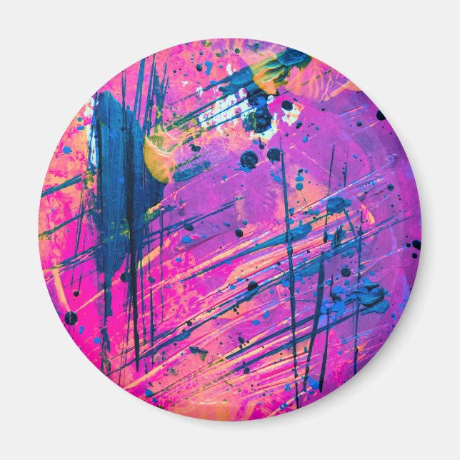 Imã Abstrato de pintura de sol de verão (Frente)