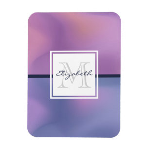 Ímã Abstrato de Rotação Roxo e Rosa Moderno Monogram
