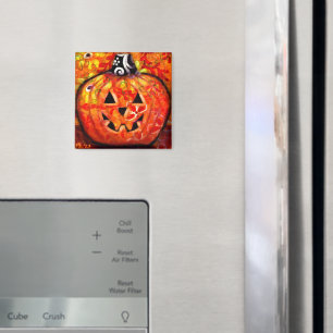 Imã Abstrato do Halloween Whimsical Jack-O-Lantern