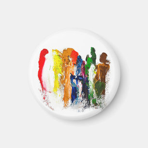 Imã Abstrato Expressão de figuras humanas em movimento