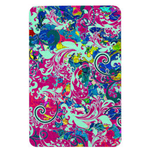 Ímã Abstrato floral colorido da vindima