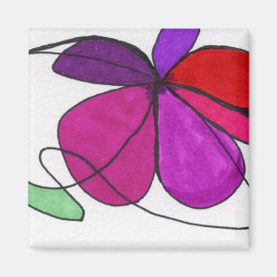 Imã Abstrato floral vermelho violeta verde