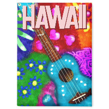 Abstrato Funky Ukulele Floral Roxo Tropical