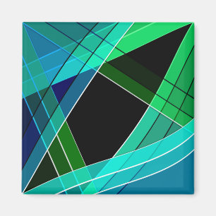 Imã Abstrato, geométrico, verde, azul, preto