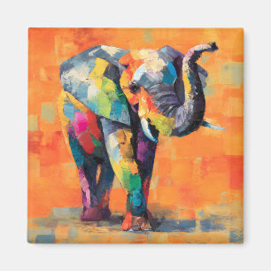 Imã Abstrato Happy Rainbow Elephant