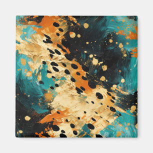 Imã Abstrato-leopardo-laranja Dourado-Aqua