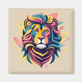 Imã Abstrato Lion Head Art