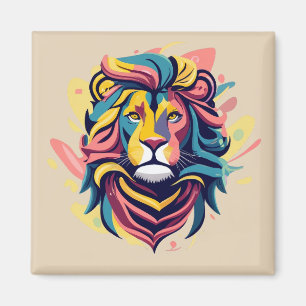 Imã Abstrato Lion Head Art