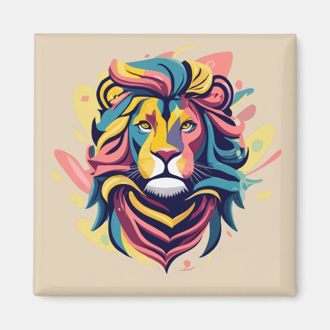 Imã Abstrato Lion Head Art (Frente)