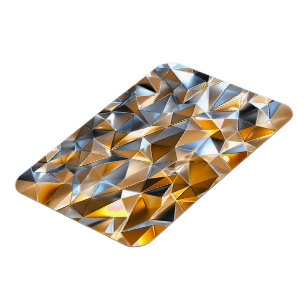 Ímã Abstrato Metálico Moderno Dourado Prata Geométrico