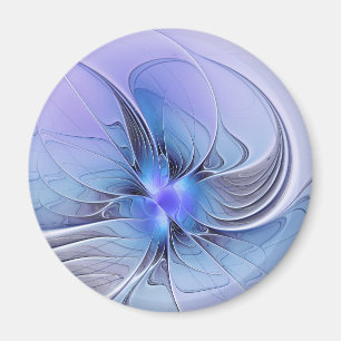 Imã Abstrato Modern Fractal Art Lavanda Azul