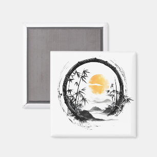 Imã Abstrato Moon Zen Bamboo Flow