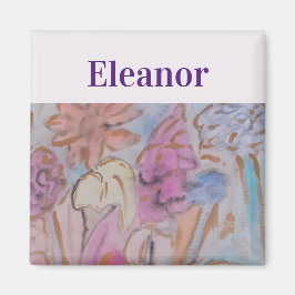 Imã Abstrato Pastel Floral Personalizado Magnet