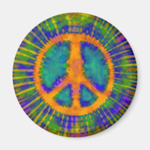 Imã Abstrato Psicodélico - Sinal de Paz Tie-Dye