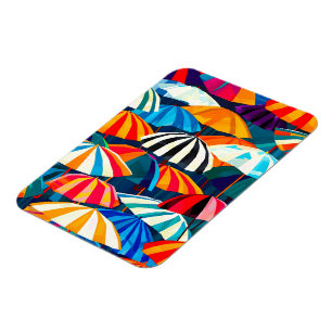 Ímã Abstrato Rainbow Beach Umbrella