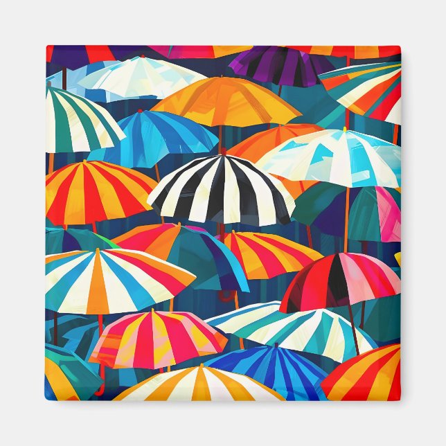 Imã Abstrato Rainbow Beach Umbrella (Frente)