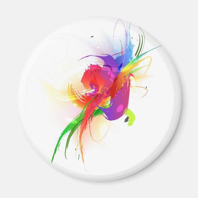 Imã Abstrato Rainbow Lorikeet Paint Splatters (Frente)