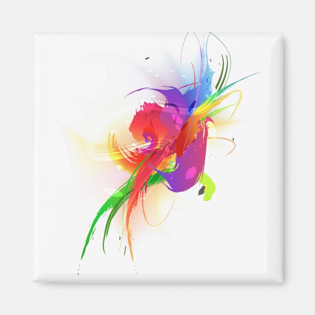 Imã Abstrato Rainbow Lorikeet Paint Splatters (Frente)