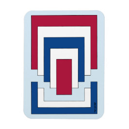 Ímã Abstrato retângulo em vermelho, branco e azul