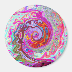 Imã Abstrato Retro-rosa-quente e espiral azul
