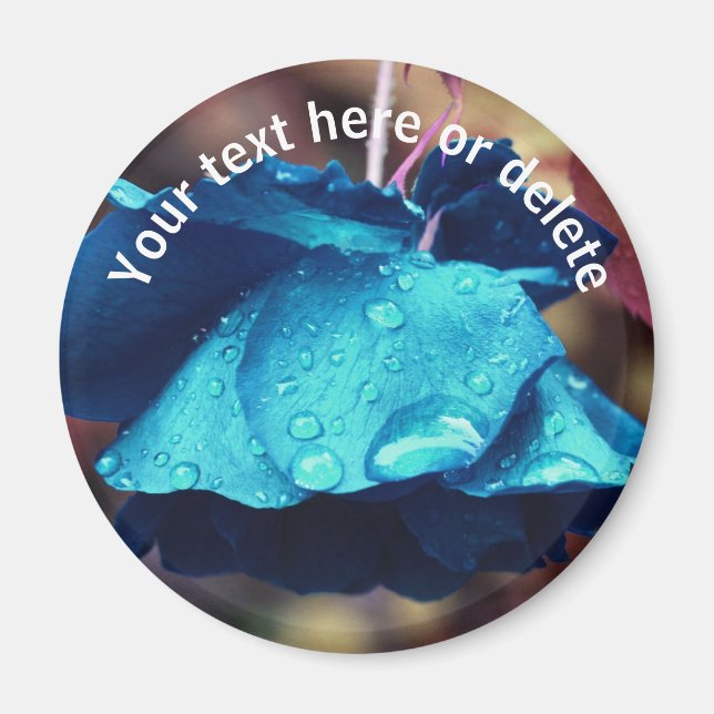 Imã Abstrato Rosa de Flor Azul Personalizado (Frente)
