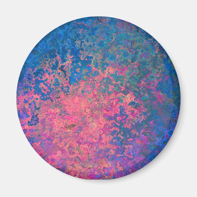 Imã Abstrato, Rosa, Púrpura e Azul, Tinta Álcool (Frente)