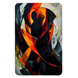 Ímã Abstrato Silhouette em Arte Vermelha e Negra Fiery