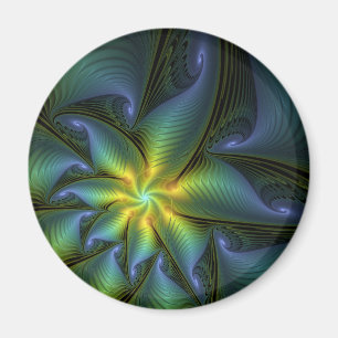 Imã Abstrato Star, Ouro Verde brilhante Arte Fractal