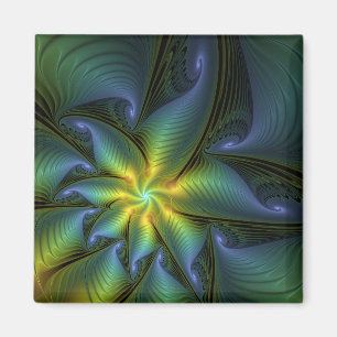 Imã Abstrato Star, Ouro Verde brilhante Arte Fractal