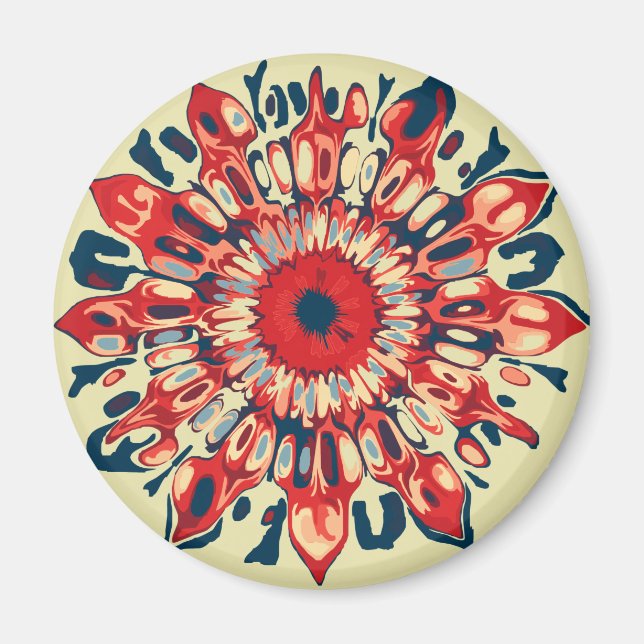 Imã Abstrato SUN FLOWER - azul vermelho + seu backgr. (Frente)