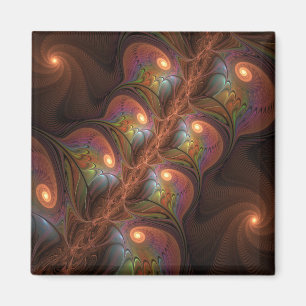 Imã Abstrato Trippy Marrom Fractal Fluorescente Colori