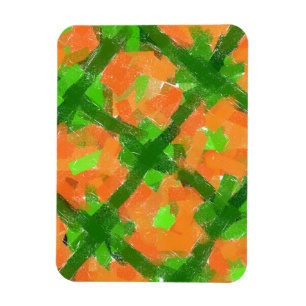 Ímã Abstrato Verde e Laranja por Elizavella