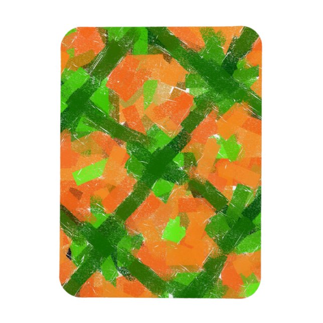 Ímã Abstrato Verde e Laranja por Elizavella (Vertical)
