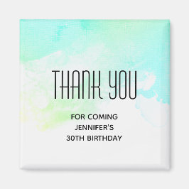 Imã Abstrato Verde Moderno e Azul Aquarela Obrigado