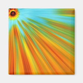 Imã Abstrato vermelho amarelo alaranjado listras em az