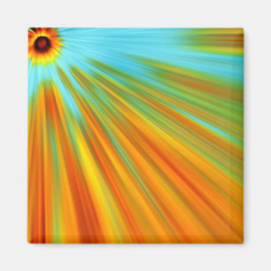 Imã Abstrato vermelho amarelo alaranjado listras em az