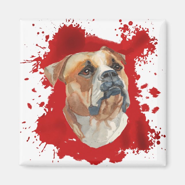 Imã Abstrato Vermelho Buldogue Americano (Frente)