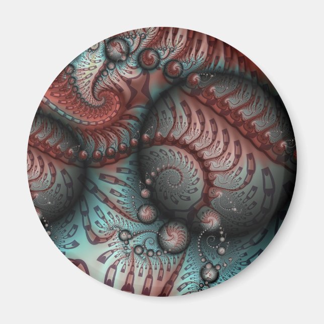 Imã Abstrato Vivid Fantasy Fractal Art Brown Blue (Frente)