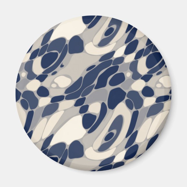 Imã Abstrato Wavy Blue & Beige (Frente)