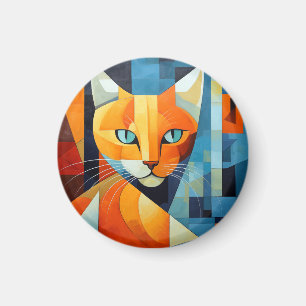 Imã Abstrato Whiskers: Gato Laranja