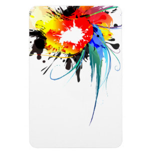 Ímã Abstrato Wild Parrot Paint Splatters