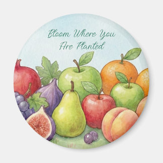 Imã Abundância de Frutas em Aquarela, Fundo de Tu Bish