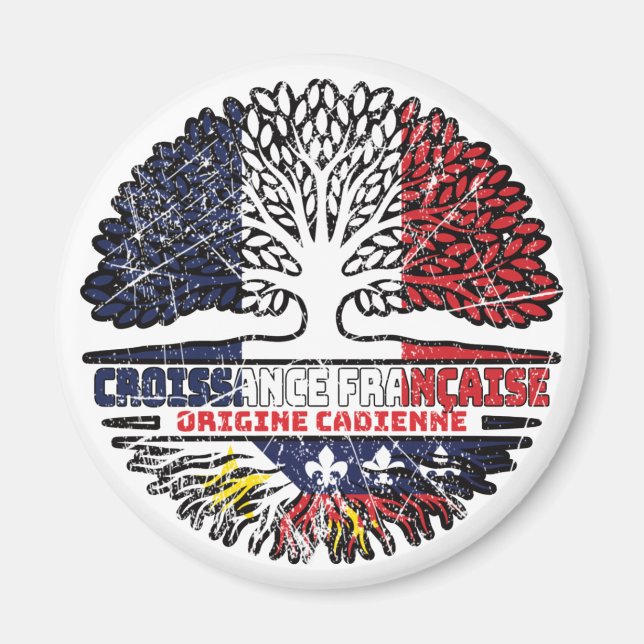 Imã Acade Cajun Francês Árvore Francesa Bandeira (Frente)