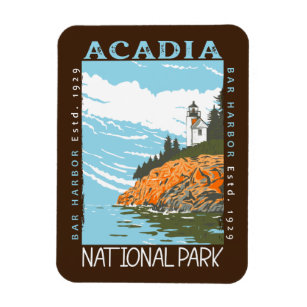 Ímã Acadia National Park Bar Harbor Lighthouse Vintage