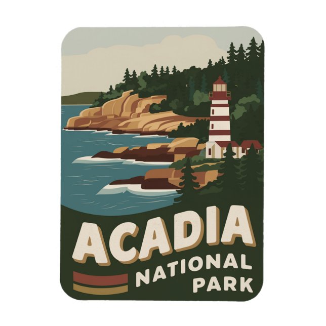 Ímã Acadia National Park Lighthouse Viagem Art (Vertical)