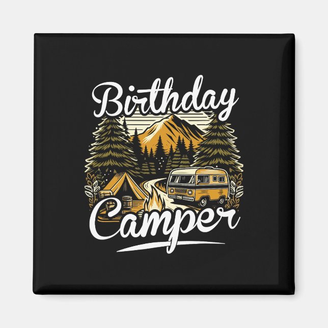 Imã Acampamento de Aniversário Camping  (Frente)