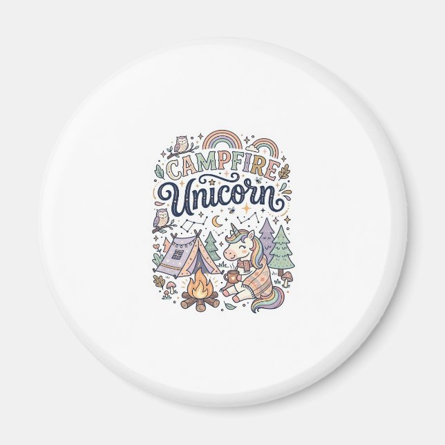 Imã Acampamento de Unicórnio Unicórnio Premium Vetor A (Frente)