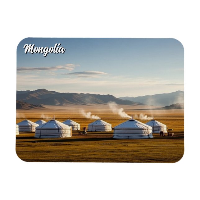 Ímã Acampamento Ger Mongólia Yurt Viagem (Horizontal)