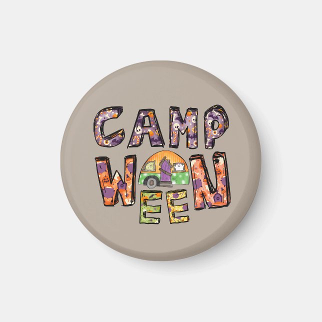 Imã Acampamento Halloween | Word Pun (Frente)