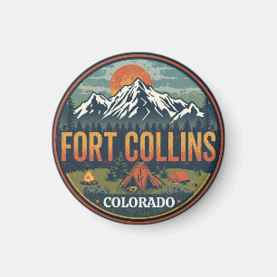 Imã acampamento vintage montanha colorado fort colllin